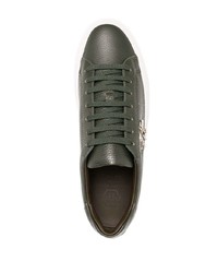 dunkelgrüne Leder niedrige Sneakers von Philipp Plein