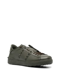 dunkelgrüne Leder niedrige Sneakers von Valentino Garavani