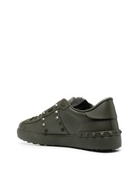 dunkelgrüne Leder niedrige Sneakers von Valentino Garavani