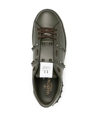 dunkelgrüne Leder niedrige Sneakers von Valentino Garavani