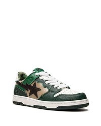 dunkelgrüne Leder niedrige Sneakers von A Bathing Ape