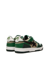 dunkelgrüne Leder niedrige Sneakers von A Bathing Ape