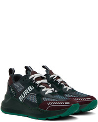 dunkelgrüne Leder niedrige Sneakers von Burberry
