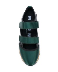 dunkelgrüne Leder niedrige Sneakers von Marni