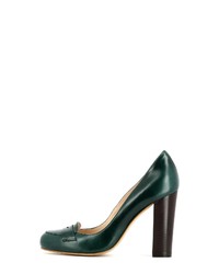 dunkelgrüne Leder Pumps von Evita