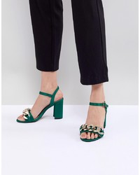 dunkelgrüne Leder Sandaletten von ASOS DESIGN