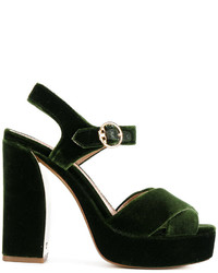 dunkelgrüne Leder Sandaletten von Tory Burch