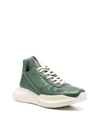 dunkelgrüne Leder Sportschuhe von Rick Owens