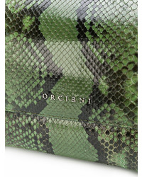 dunkelgrüne Leder Umhängetasche mit Schlangenmuster von Orciani