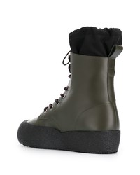 dunkelgrüne Lederarbeitsstiefel von Bally