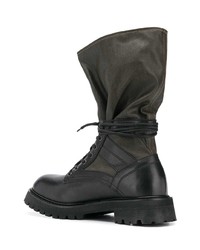 dunkelgrüne Lederarbeitsstiefel von Diesel Black Gold