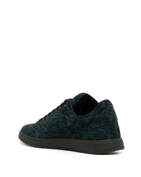 dunkelgrüne niedrige Sneakers mit Leopardenmuster von Mulberry