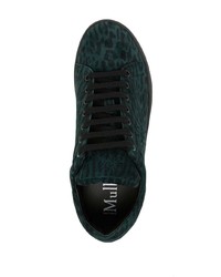 dunkelgrüne niedrige Sneakers mit Leopardenmuster von Mulberry