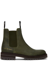 dunkelgrüne Nubuk Chelsea Boots