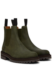 dunkelgrüne Nubuk Chelsea Boots von Common Projects