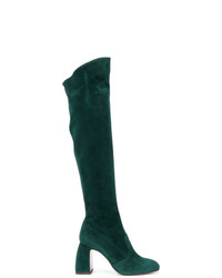 dunkelgrüne Overknee Stiefel aus Wildleder von L'Autre Chose