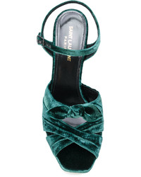 dunkelgrüne Sandalen von Saint Laurent