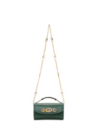 dunkelgrüne Satchel-Tasche aus Leder von Gucci