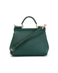 dunkelgrüne Satchel-Tasche aus Leder von Dolce & Gabbana