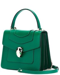 dunkelgrüne Satchel-Tasche aus Leder von Bulgari