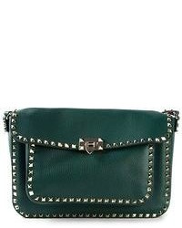 dunkelgrüne Satchel-Tasche aus Leder von Valentino Garavani