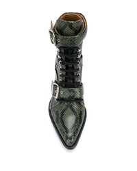 dunkelgrüne Schnürstiefeletten aus Leder von Chloé