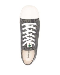 dunkelgrüne Segeltuch niedrige Sneakers mit Leopardenmuster von Palm Angels