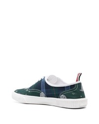 dunkelgrüne Segeltuch niedrige Sneakers mit Schottenmuster von Thom Browne