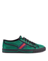 dunkelgrüne Segeltuch niedrige Sneakers von Gucci