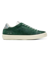 dunkelgrüne Segeltuch niedrige Sneakers von Leather Crown