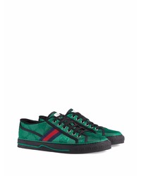 dunkelgrüne Segeltuch niedrige Sneakers von Gucci