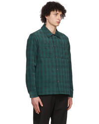 dunkelgrüne Shirtjacke aus Cord mit Karomuster von A.P.C.