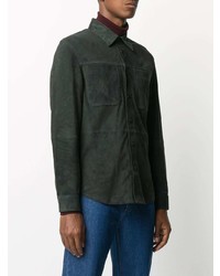 dunkelgrüne Shirtjacke aus Leder von Closed