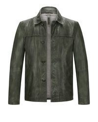 dunkelgrüne Shirtjacke aus Leder von Milestone