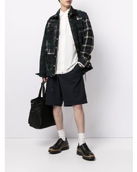 dunkelgrüne Shirtjacke mit Schottenmuster von Sacai