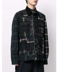 dunkelgrüne Shirtjacke mit Schottenmuster von Sacai