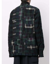 dunkelgrüne Shirtjacke mit Schottenmuster von Sacai