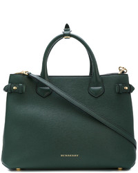 dunkelgrüne Shopper Tasche aus Leder von Burberry
