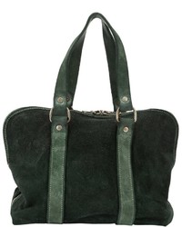 dunkelgrüne Shopper Tasche aus Leder von Guidi