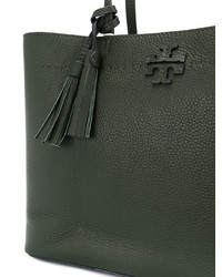 dunkelgrüne Shopper Tasche aus Leder von Tory Burch