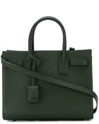 dunkelgrüne Shopper Tasche aus Leder von Saint Laurent