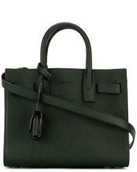 dunkelgrüne Shopper Tasche aus Leder von Saint Laurent