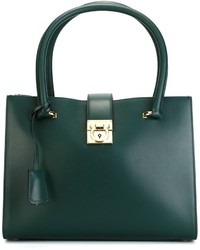 dunkelgrüne Shopper Tasche aus Leder von Salvatore Ferragamo