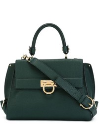dunkelgrüne Shopper Tasche aus Leder von Salvatore Ferragamo