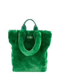 dunkelgrüne Shopper Tasche aus Pelz von Unreal Fur