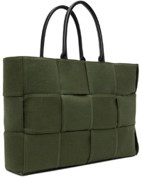 dunkelgrüne Shopper Tasche aus Segeltuch von Bottega Veneta