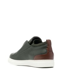 dunkelgrüne Slip-On Sneakers aus Leder von Canali