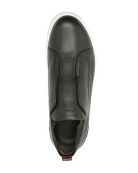 dunkelgrüne Slip-On Sneakers aus Leder von Canali