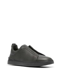 dunkelgrüne Slip-On Sneakers aus Leder von Zegna