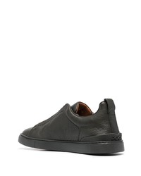 dunkelgrüne Slip-On Sneakers aus Leder von Zegna